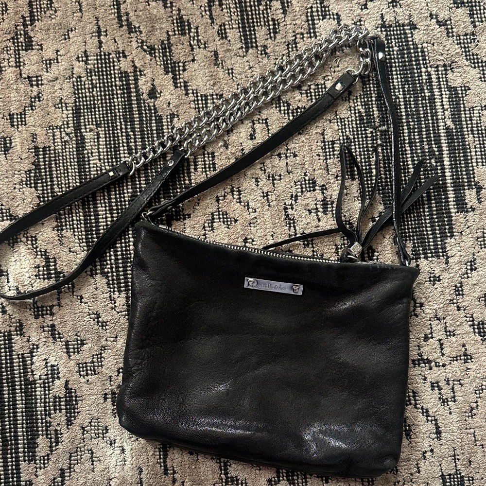 Stella & Dot Black Crossbody Bag with Silver Chain